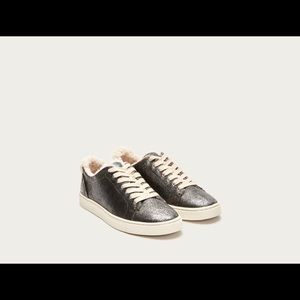 Frye Ivy Shearling Women’s Metallic Leather Fashion Sneakers Size 10.5 NIB